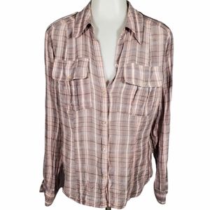 NEW YORK & COMPANY Flannel Light Pink Sz M